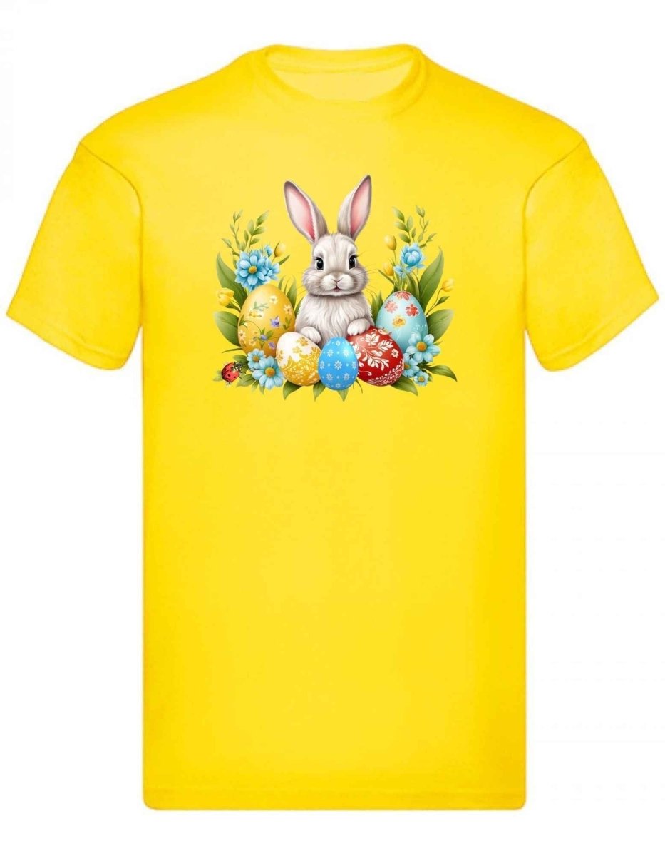 Balldiri T-Shirt Herren Ostern Nest mit Hase S bis 5XL - kräftiges gelb - Balldiri