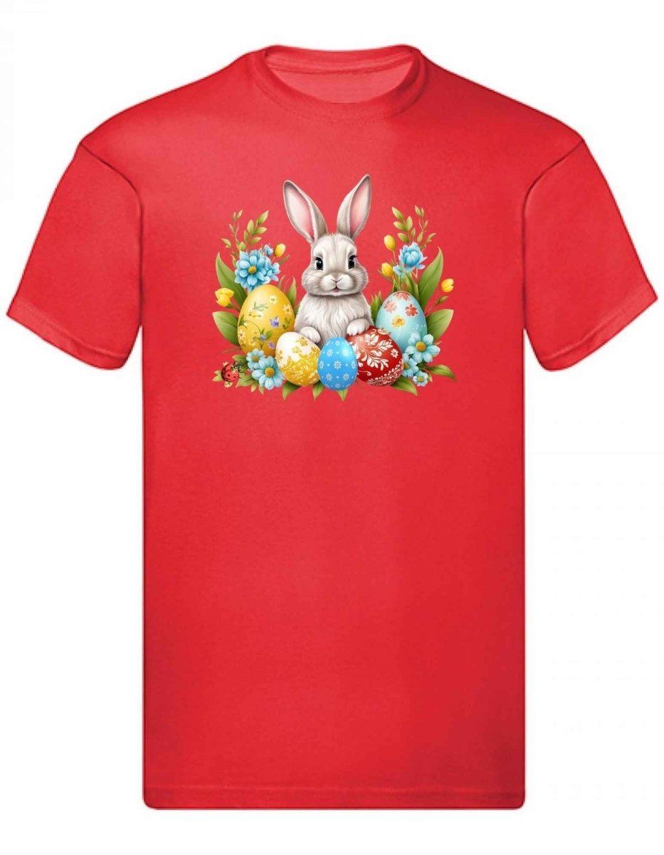 Balldiri T-Shirt Herren Ostern Nest mit Hase S bis 5XL - rot - Balldiri