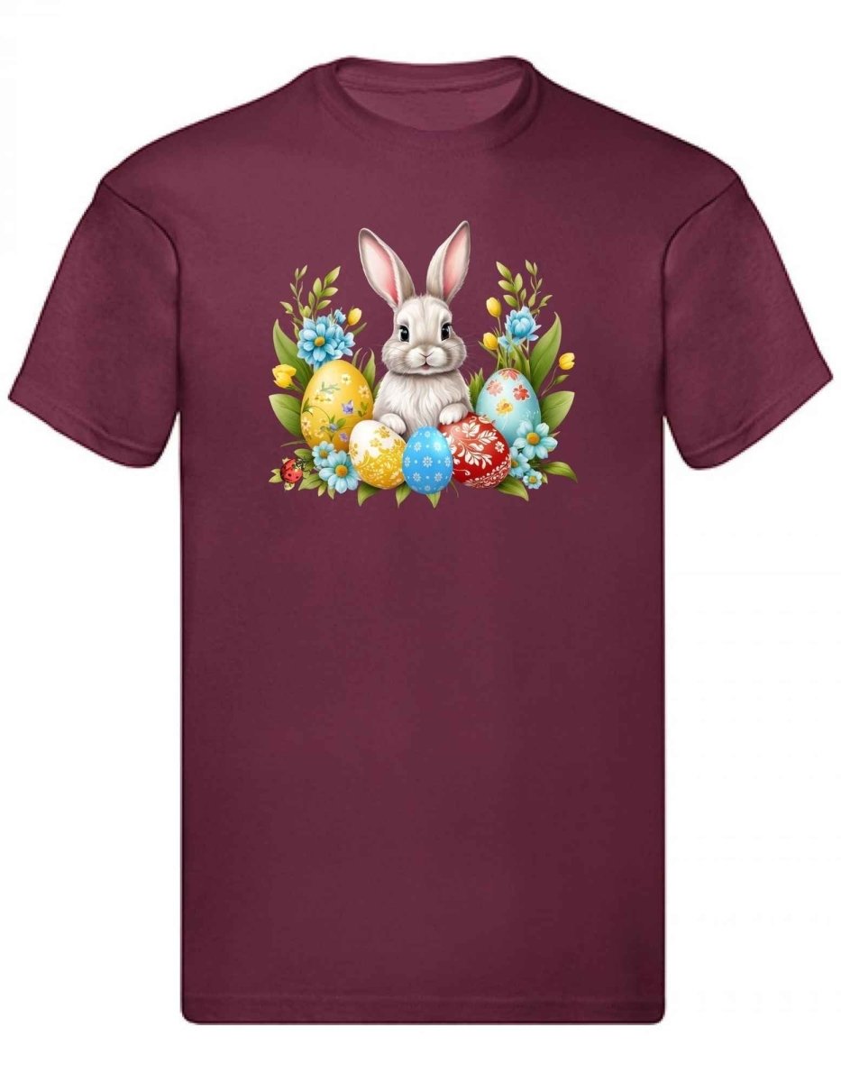Balldiri T-Shirt Herren Ostern Nest mit Hase S bis 5XL - bordeaux - Balldiri