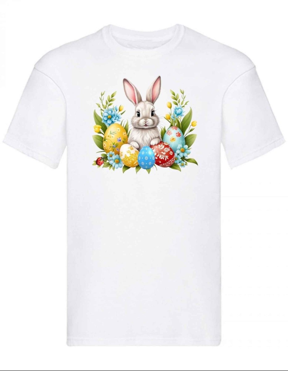 Balldiri T-Shirt Herren Ostern Nest mit Hase S bis 5XL - weiß - Balldiri