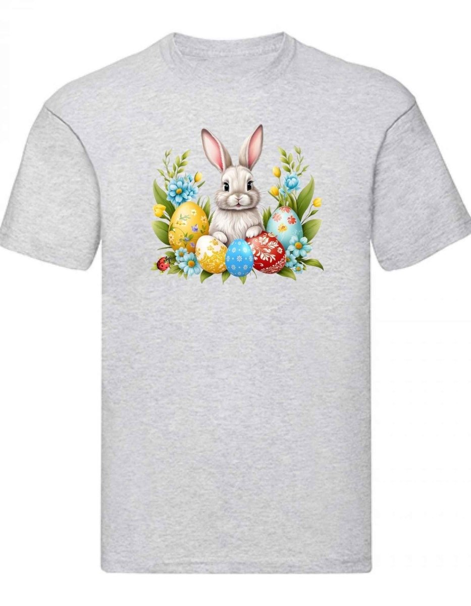 Balldiri T-Shirt Herren Ostern Nest mit Hase S bis 5XL - hellgrau - Balldiri