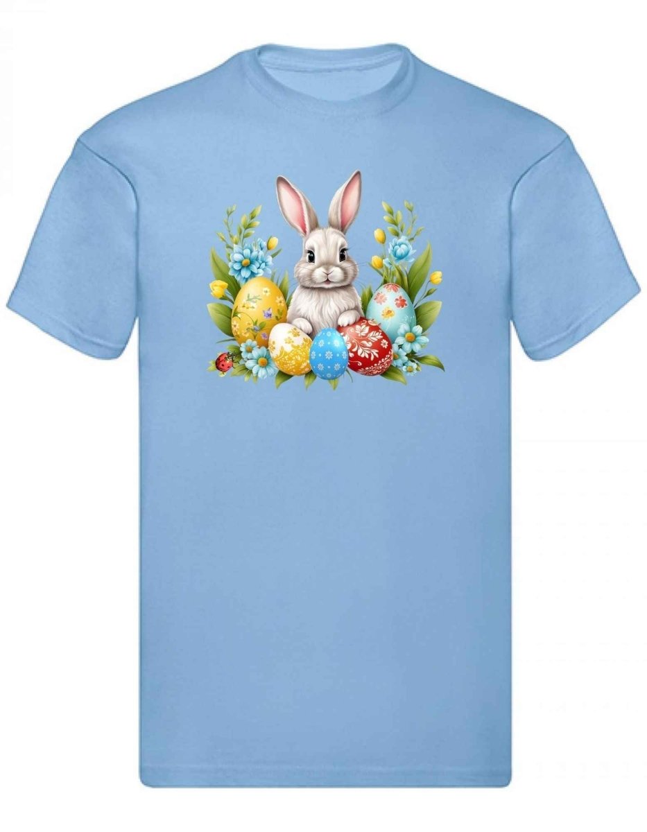 Balldiri T-Shirt Herren Ostern Nest mit Hase S bis 5XL - hellblau - Balldiri