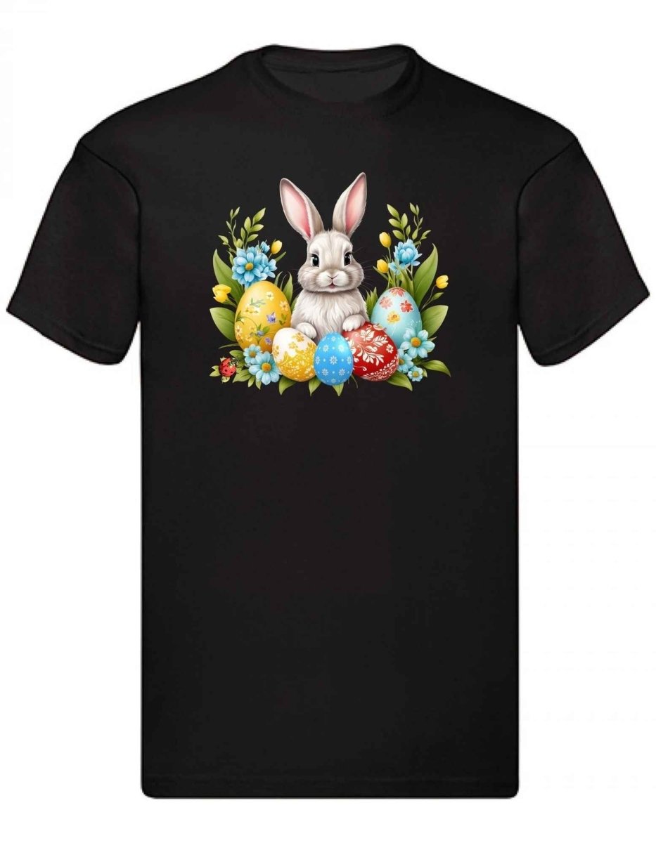 Balldiri T-Shirt Herren Ostern Nest mit Hase S bis 5XL - schwarz - Balldiri