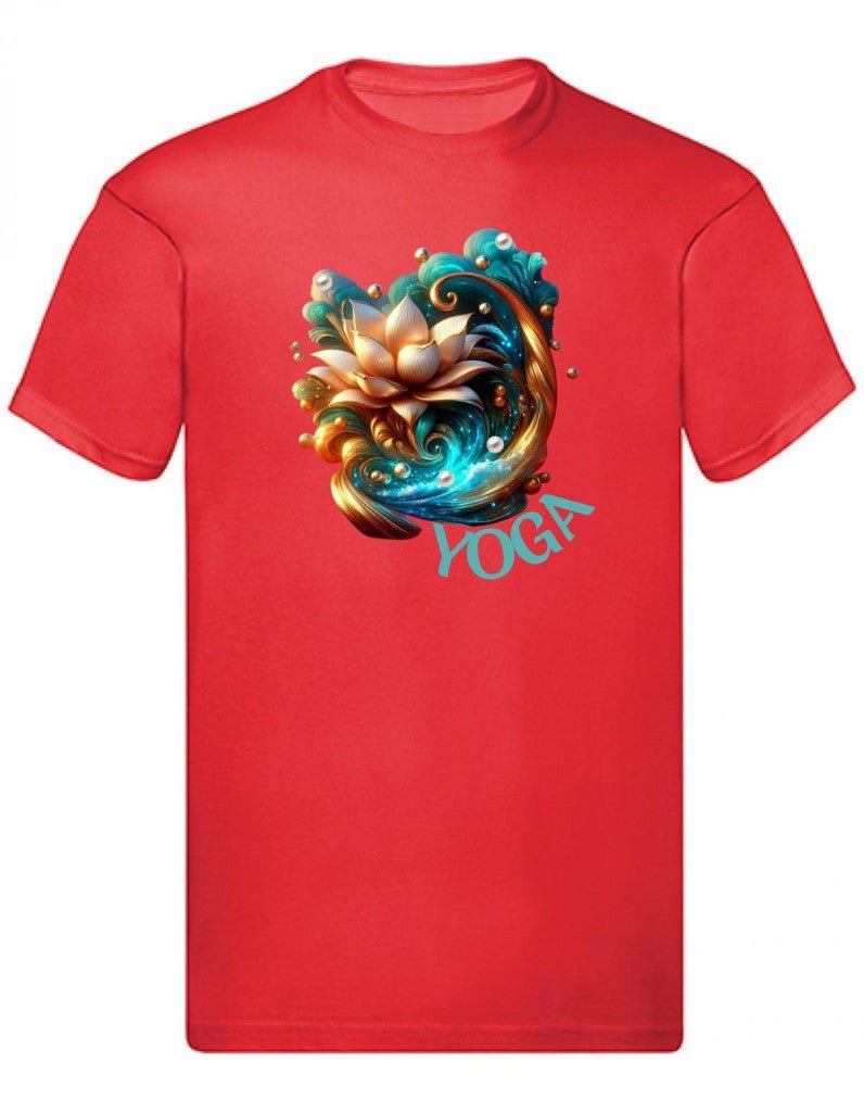 Balldiri T-Shirt Herren Yoga Lotusblume Wellness S bis 5XL - rot - Balldiri