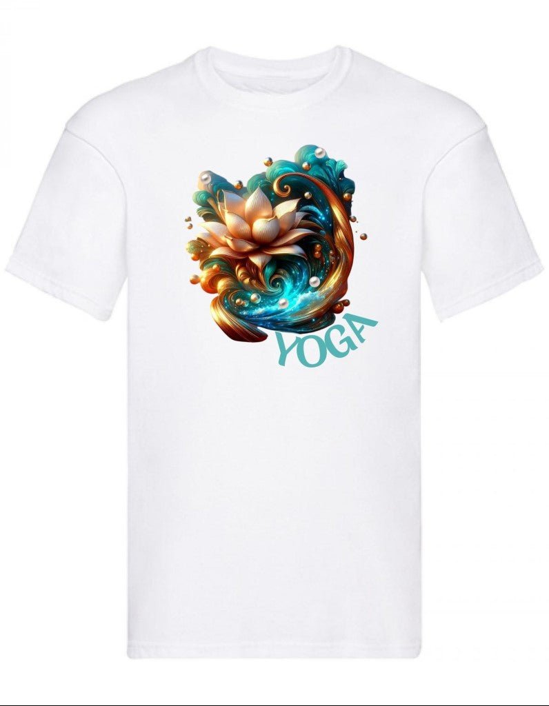 Balldiri T-Shirt Herren Yoga Lotusblume Wellness S bis 5XL - weiß - Balldiri