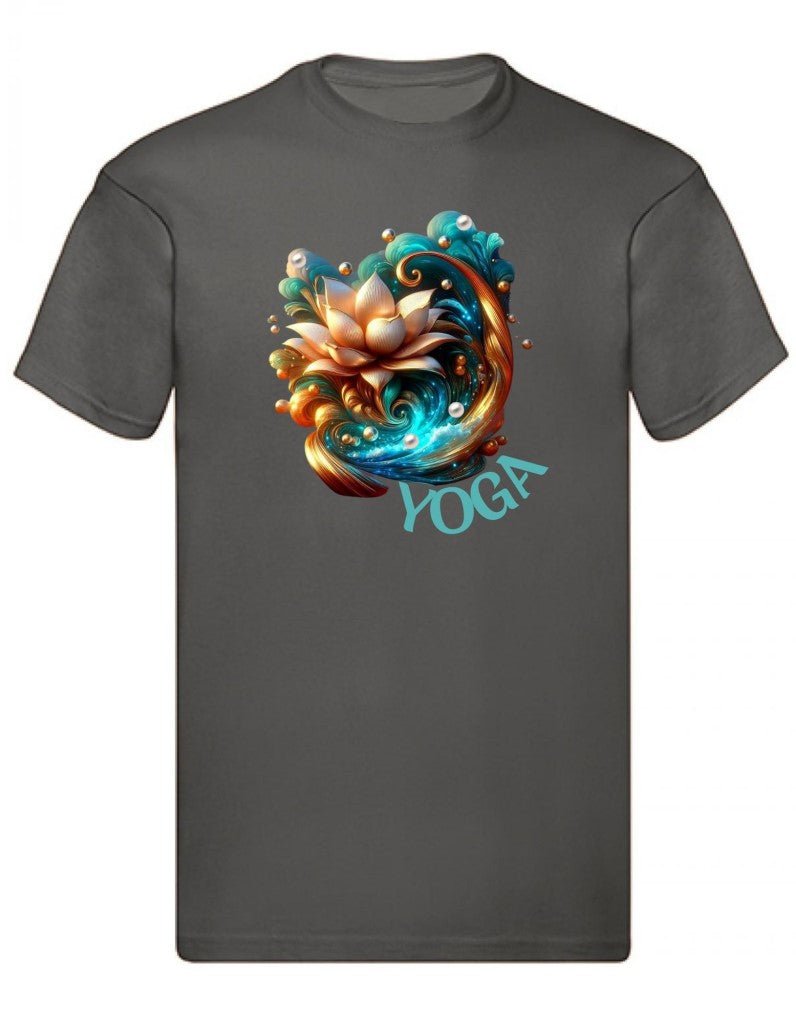 Balldiri T-Shirt Herren Yoga Lotusblume Wellness S bis 5XL - anthrazit - Balldiri