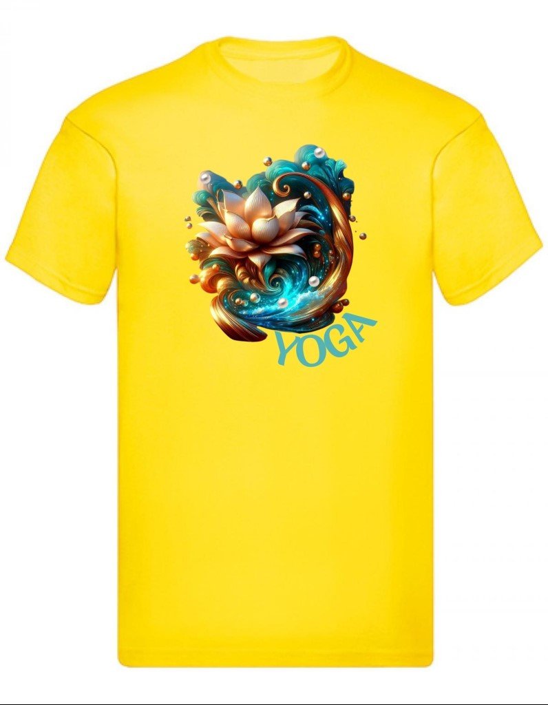 Balldiri T-Shirt Herren Yoga Lotusblume Wellness S bis 5XL - kräftiges gelb - Balldiri