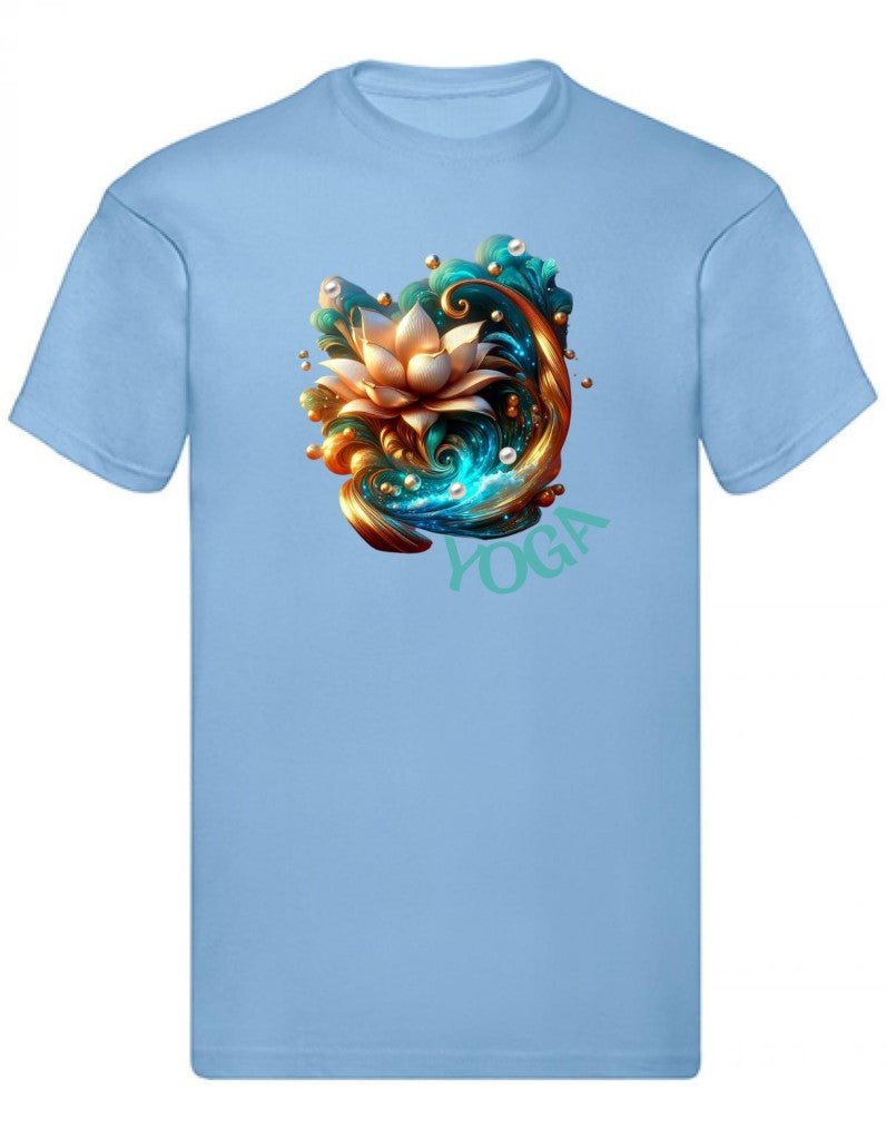 Balldiri T-Shirt Herren Yoga Lotusblume Wellness S bis 5XL - hellblau - Balldiri