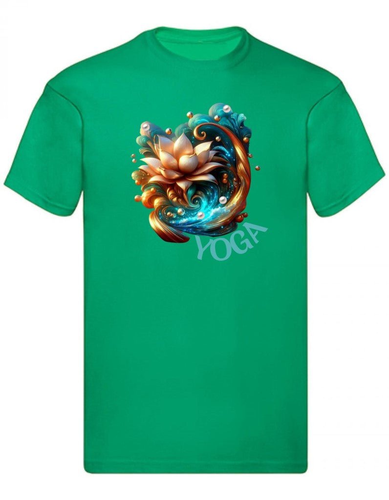 Balldiri T-Shirt Herren Yoga Lotusblume Wellness S bis 5XL - grün - Balldiri