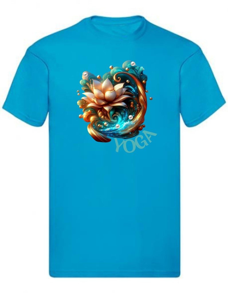 Balldiri T-Shirt Herren Yoga Lotusblume Wellness S bis 5XL - azurblau - Balldiri