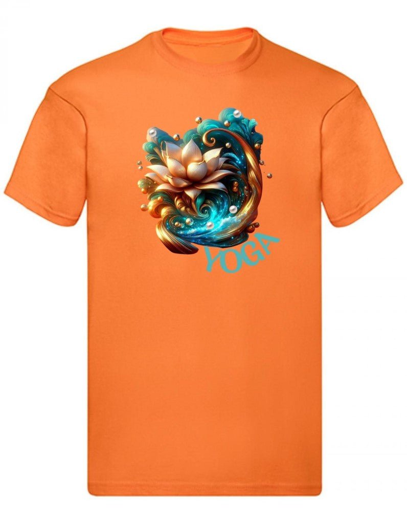 Balldiri T-Shirt Herren Yoga Lotusblume Wellness S bis 5XL - orange - Balldiri