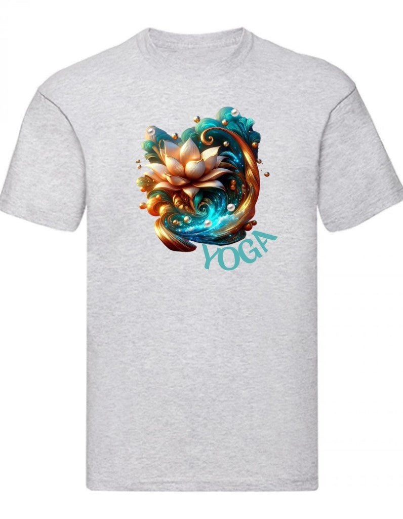 Balldiri T-Shirt Herren Yoga Lotusblume Wellness S bis 5XL - hellgrau - Balldiri