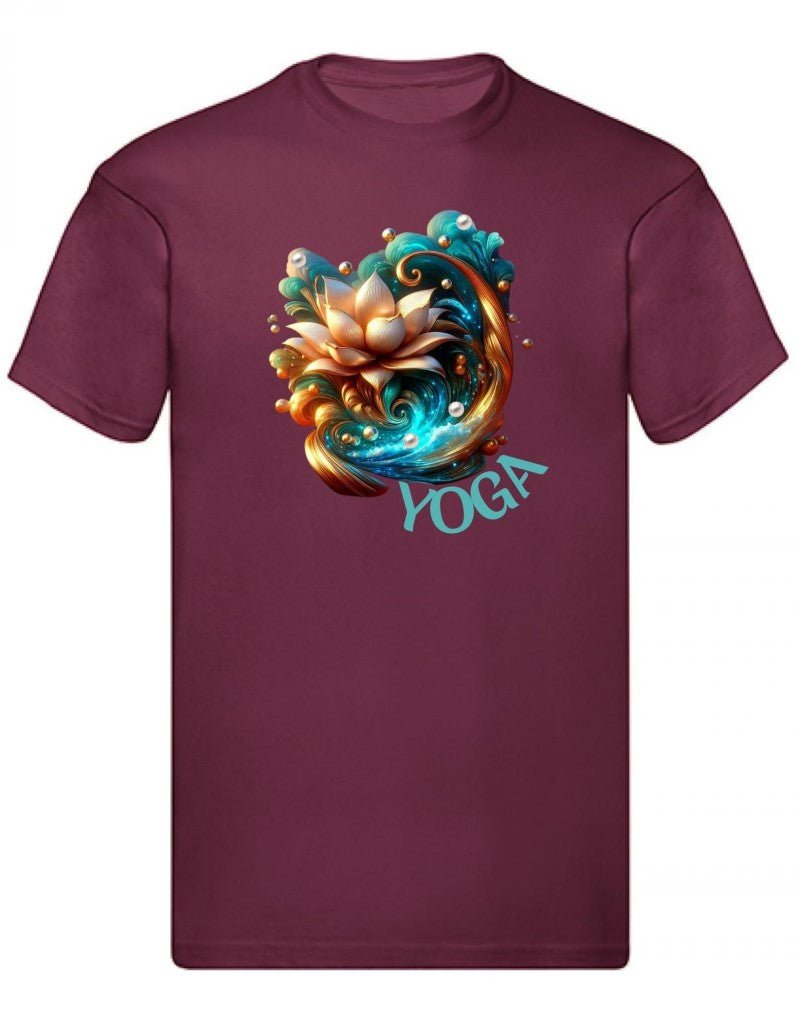 Balldiri T-Shirt Herren Yoga Lotusblume Wellness S bis 5XL - bordeaux - Balldiri