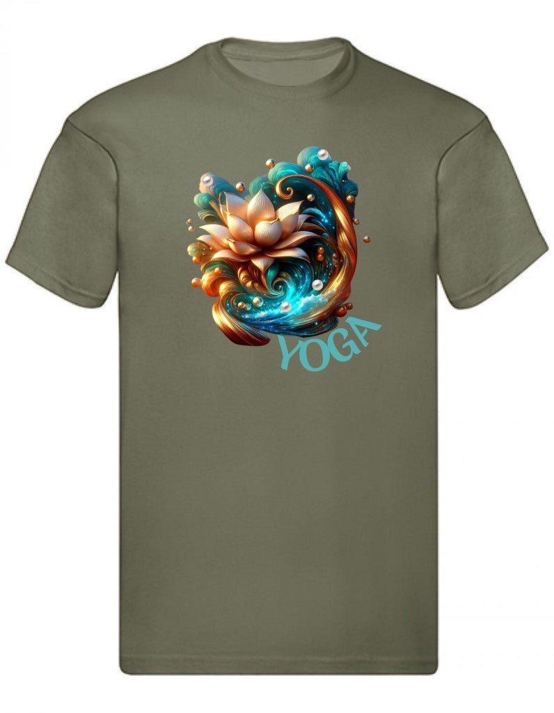 Balldiri T-Shirt Herren Yoga Lotusblume Wellness S bis 5XL - olivegrün - Balldiri