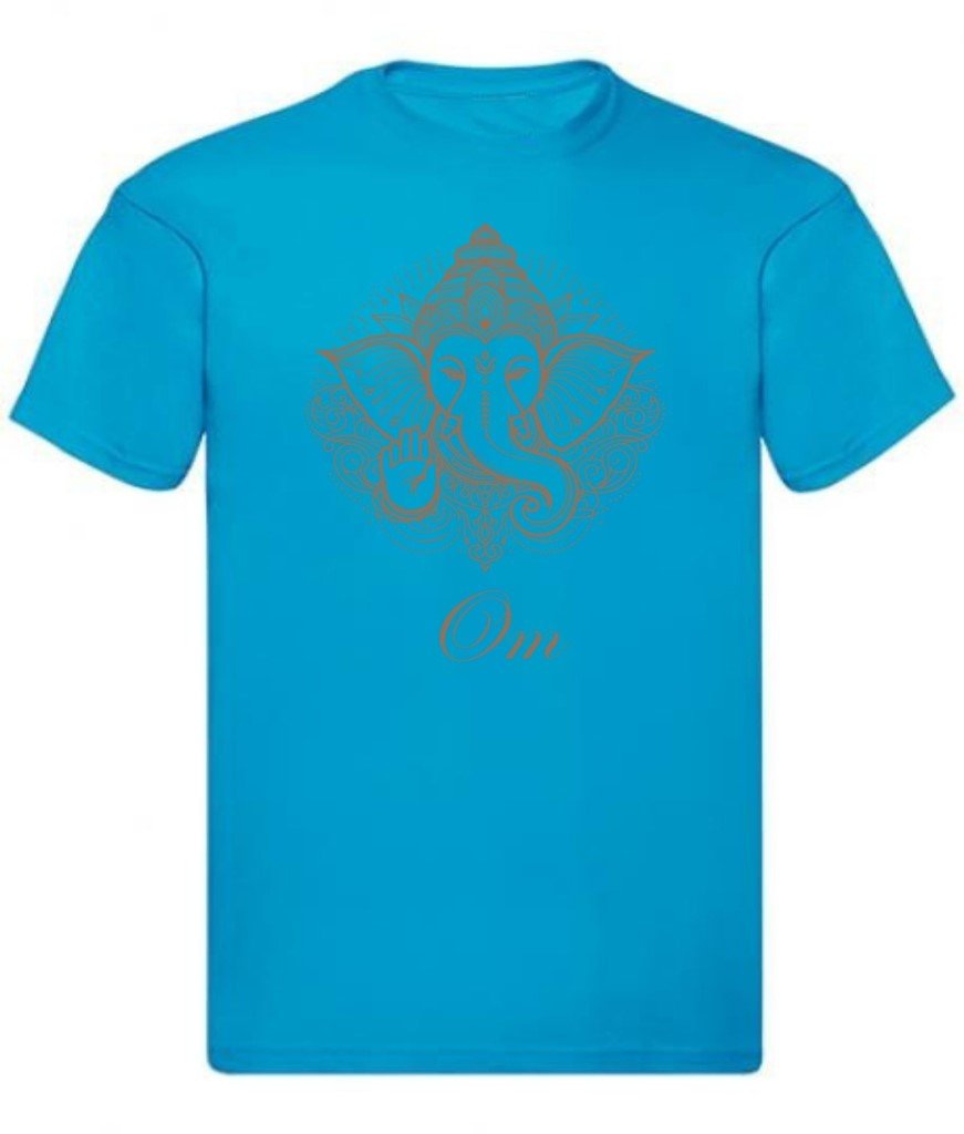Balldiri T-Shirt Herren Yoga Meditation Om S bis 5XL - azurblau - Balldiri