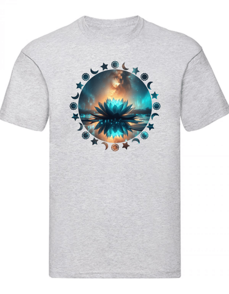 Balldiri T-Shirt Herren Yoga Wellness Lotusblume S bis 5XL - hellgrau - Balldiri