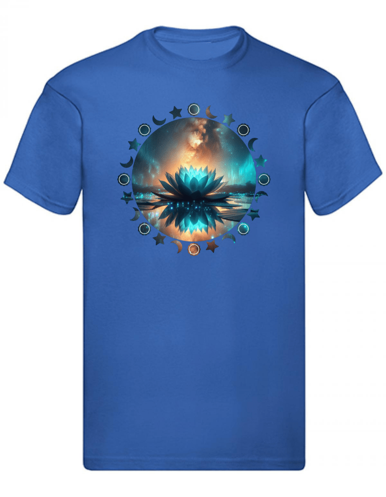 Balldiri T-Shirt Herren Yoga Wellness Lotusblume S bis 5XL - blau - Balldiri
