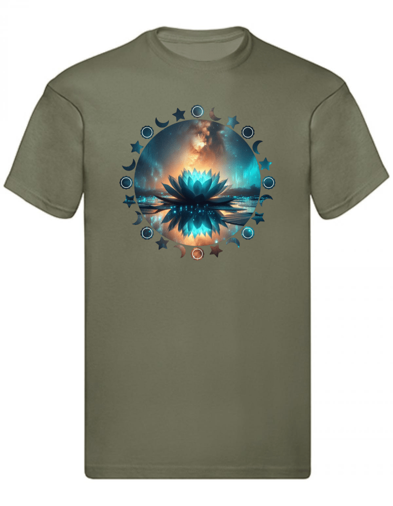 Balldiri T-Shirt Herren Yoga Wellness Lotusblume S bis 5XL - olivgrün - Balldiri