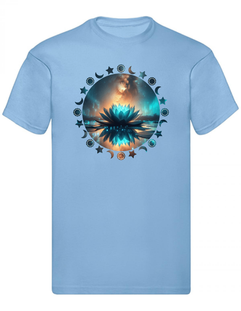 Balldiri T-Shirt Herren Yoga Wellness Lotusblume S bis 5XL - hellblau - Balldiri