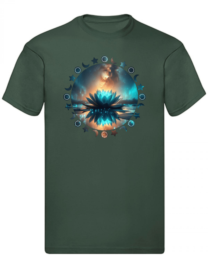 Balldiri T-Shirt Herren Yoga Wellness Lotusblume S bis 5XL - navy grün - Balldiri