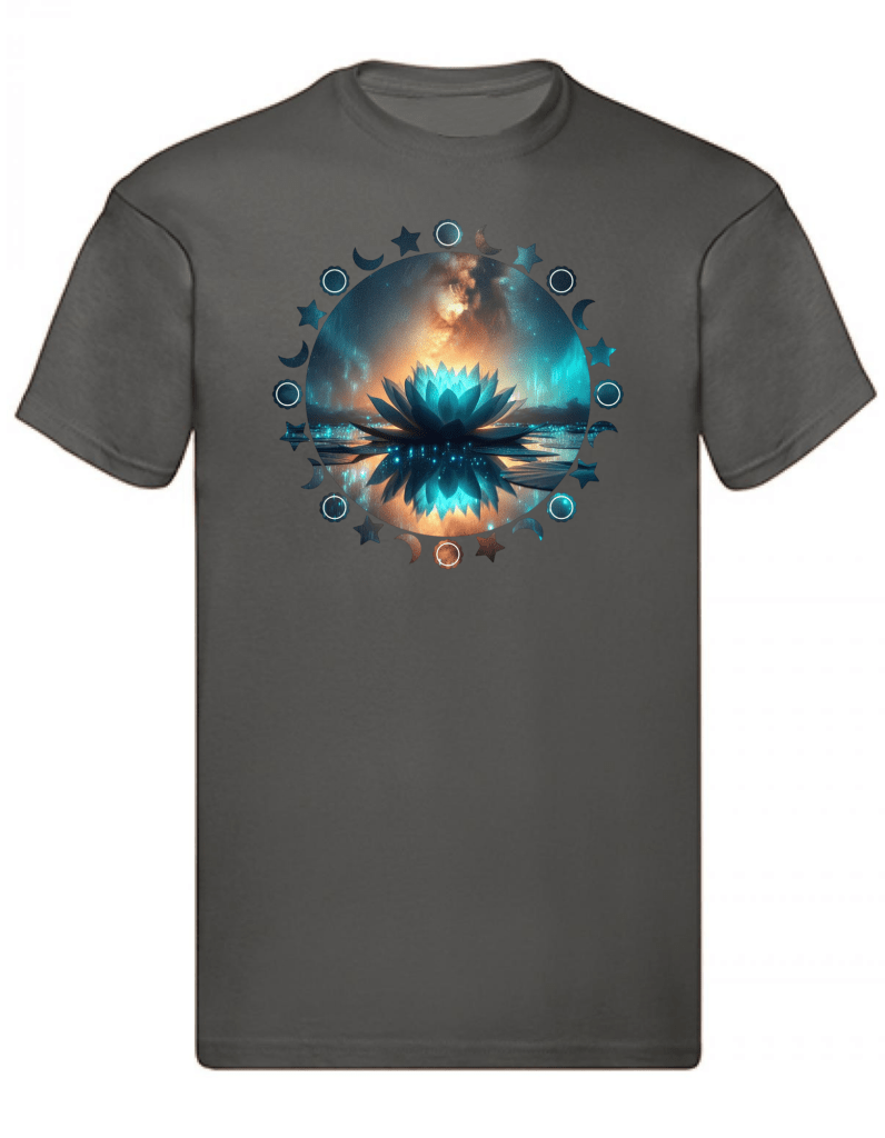 Balldiri T-Shirt Herren Yoga Wellness Lotusblume S bis 5XL - anthrazit - Balldiri
