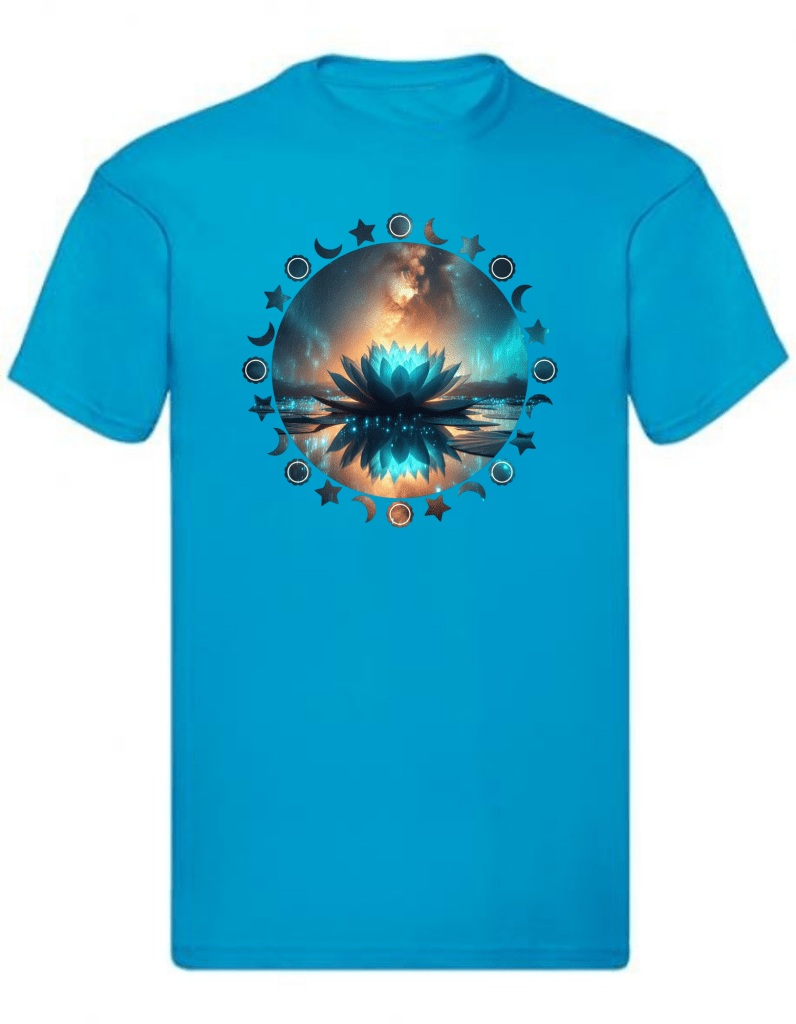 Balldiri T-Shirt Herren Yoga Wellness Lotusblume S bis 5XL - azurblau - Balldiri