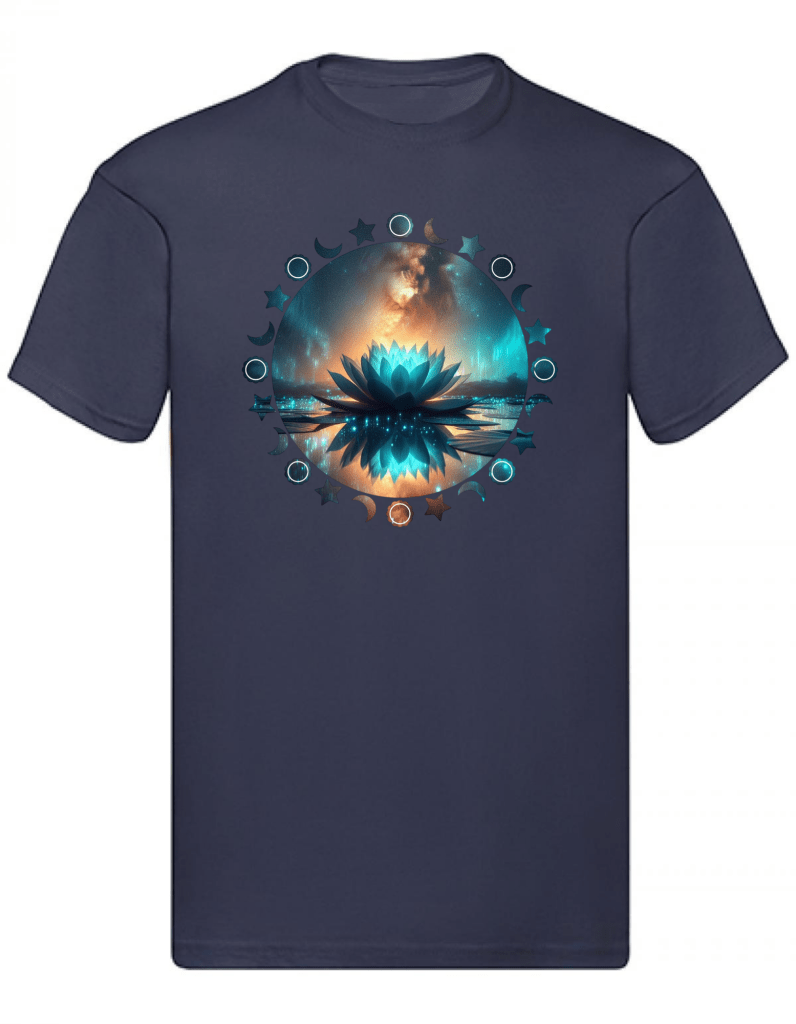 Balldiri T-Shirt Herren Yoga Wellness Lotusblume S bis 5XL - dunkelblau - Balldiri