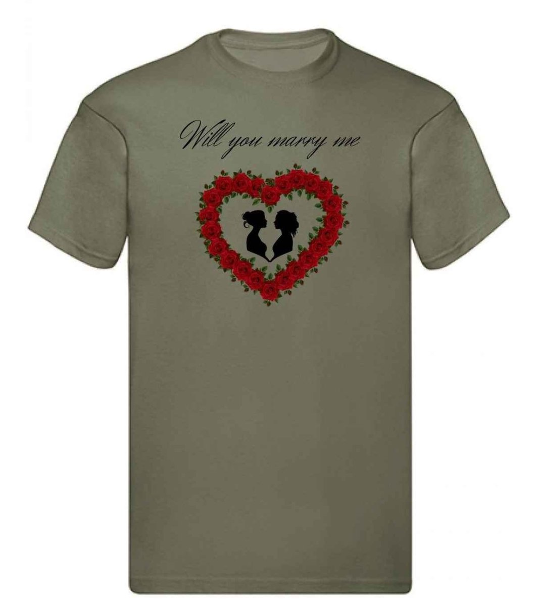 Balldiri T-Shirt LGBTQ Heiratsantrag S bis 5XL - olivegrün - Balldiri