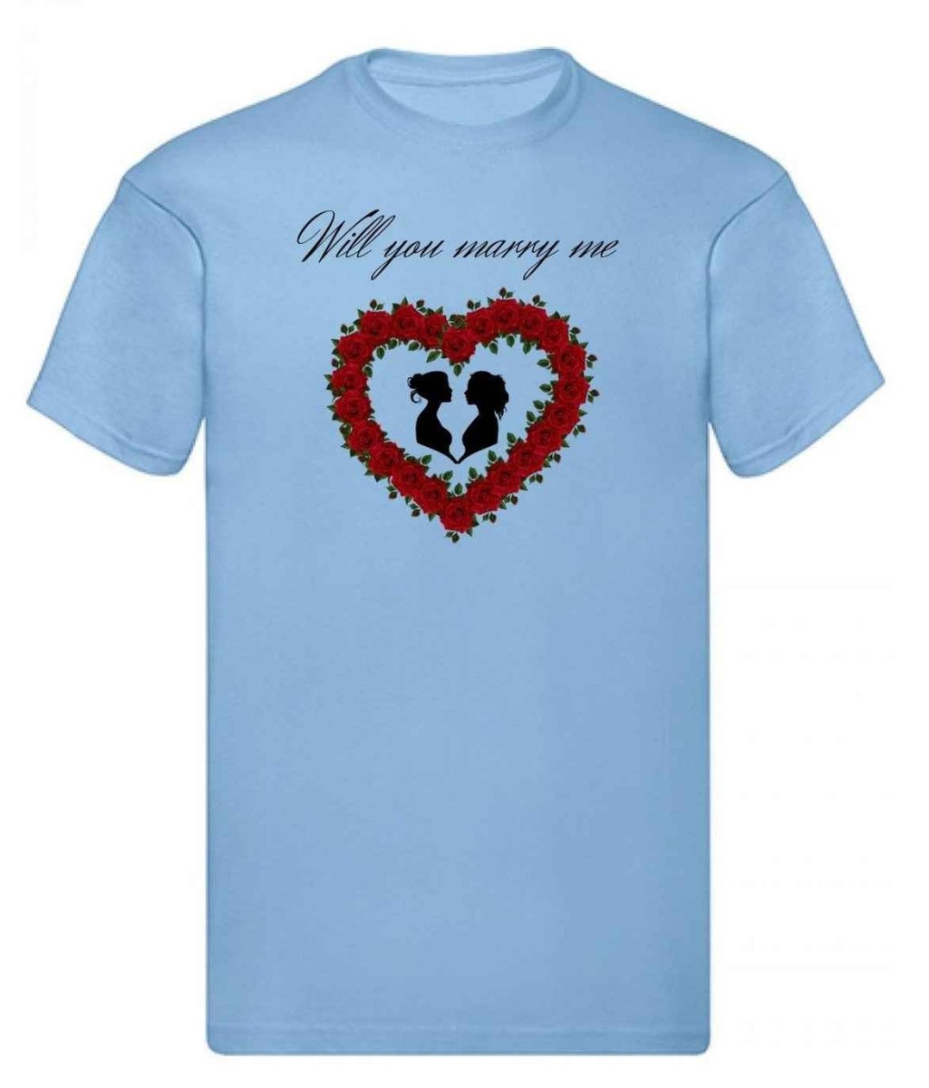 Balldiri T-Shirt LGBTQ Heiratsantrag S bis 5XL - hellblau - Balldiri