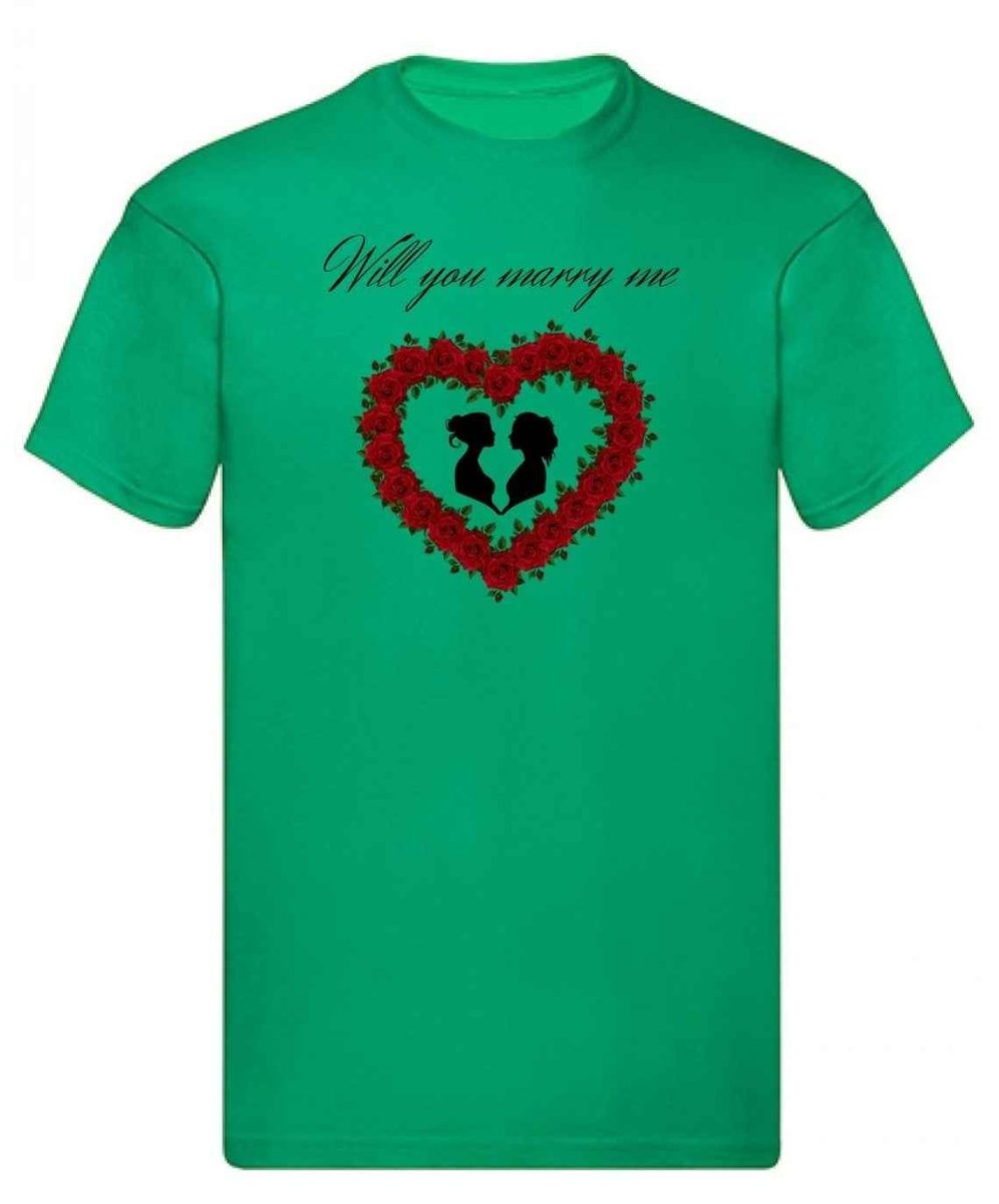 Balldiri T-Shirt LGBTQ Heiratsantrag S bis 5XL - grün - Balldiri