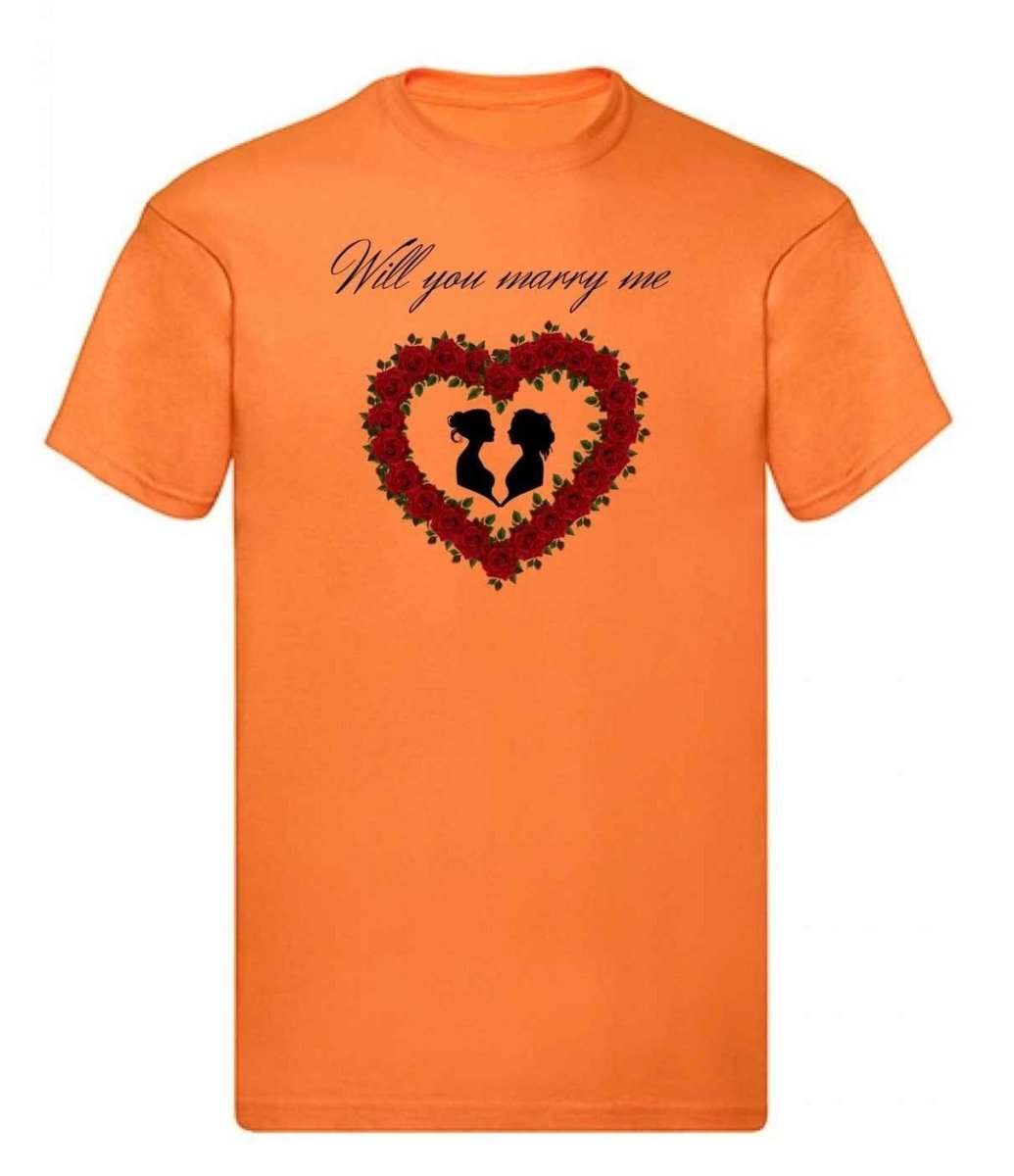 Balldiri T-Shirt LGBTQ Heiratsantrag S bis 5XL - orange - Balldiri