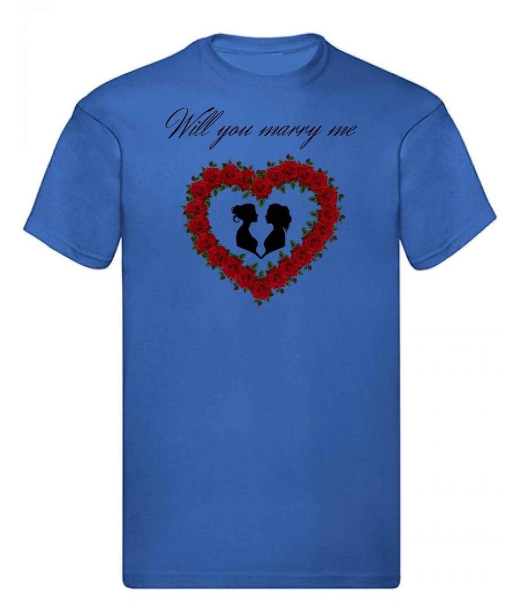 Balldiri T-Shirt LGBTQ Heiratsantrag S bis 5XL - blau - Balldiri