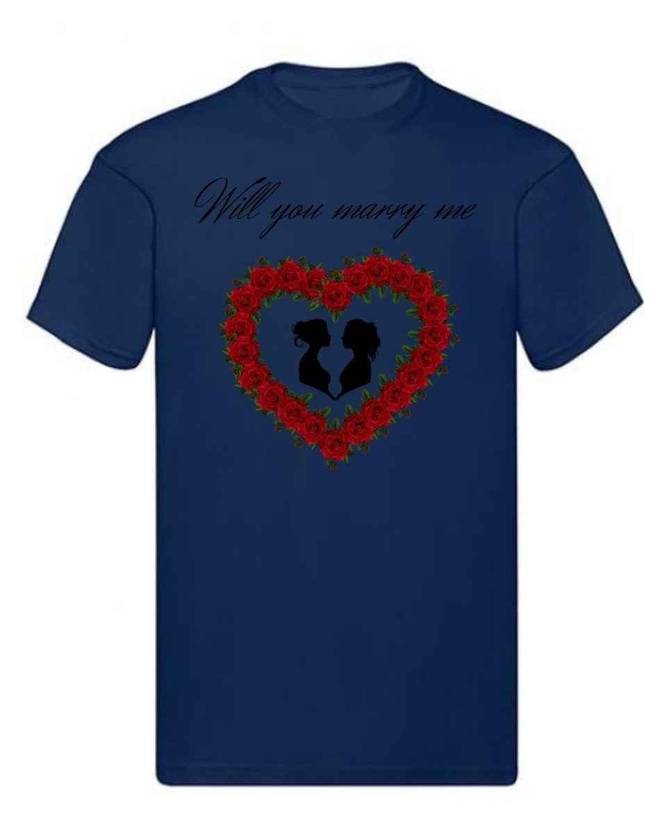 Balldiri T-Shirt LGBTQ Heiratsantrag S bis 5XL - navy - Balldiri