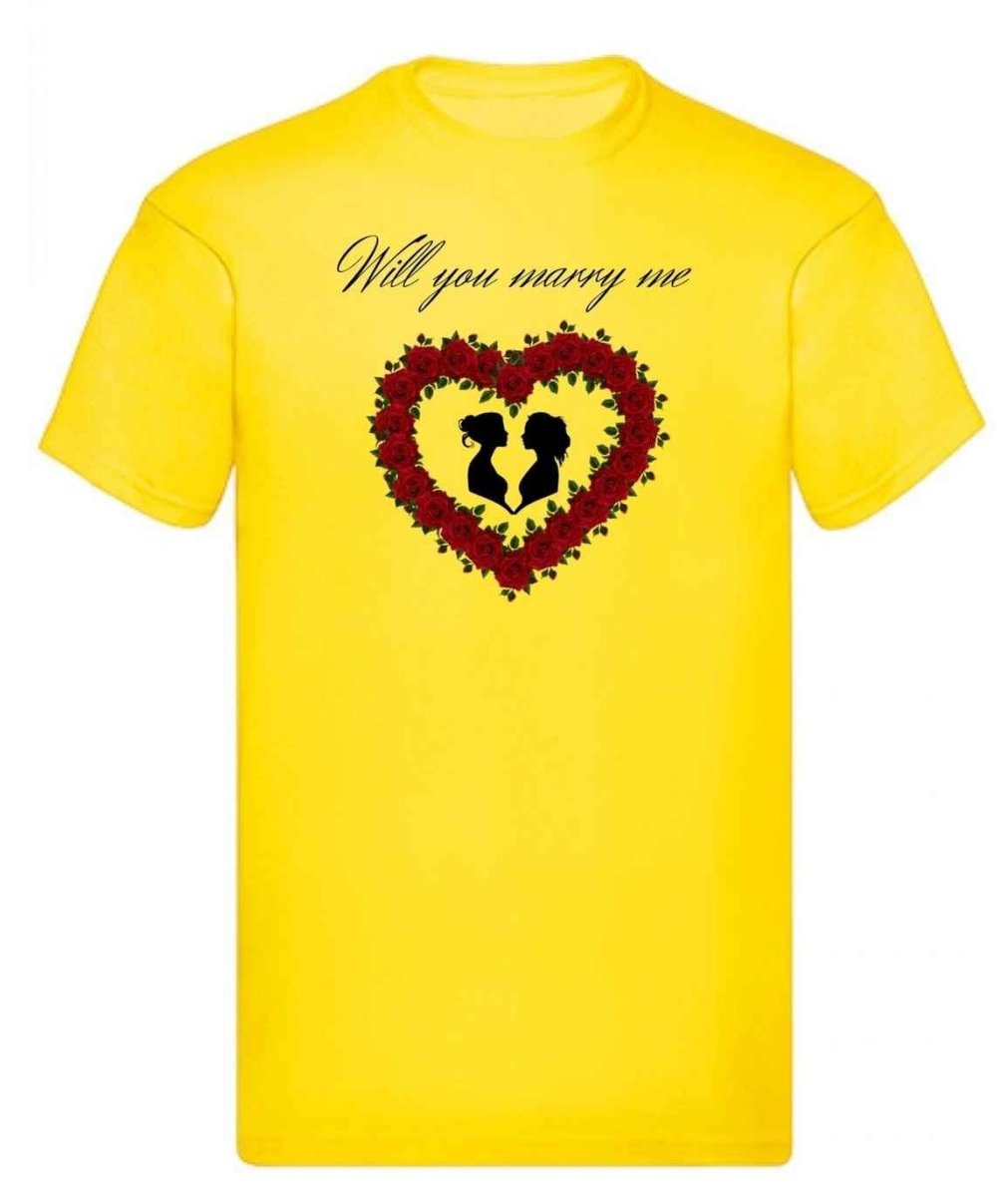 Balldiri T-Shirt LGBTQ Heiratsantrag S bis 5XL - kräftiges gelb - Balldiri