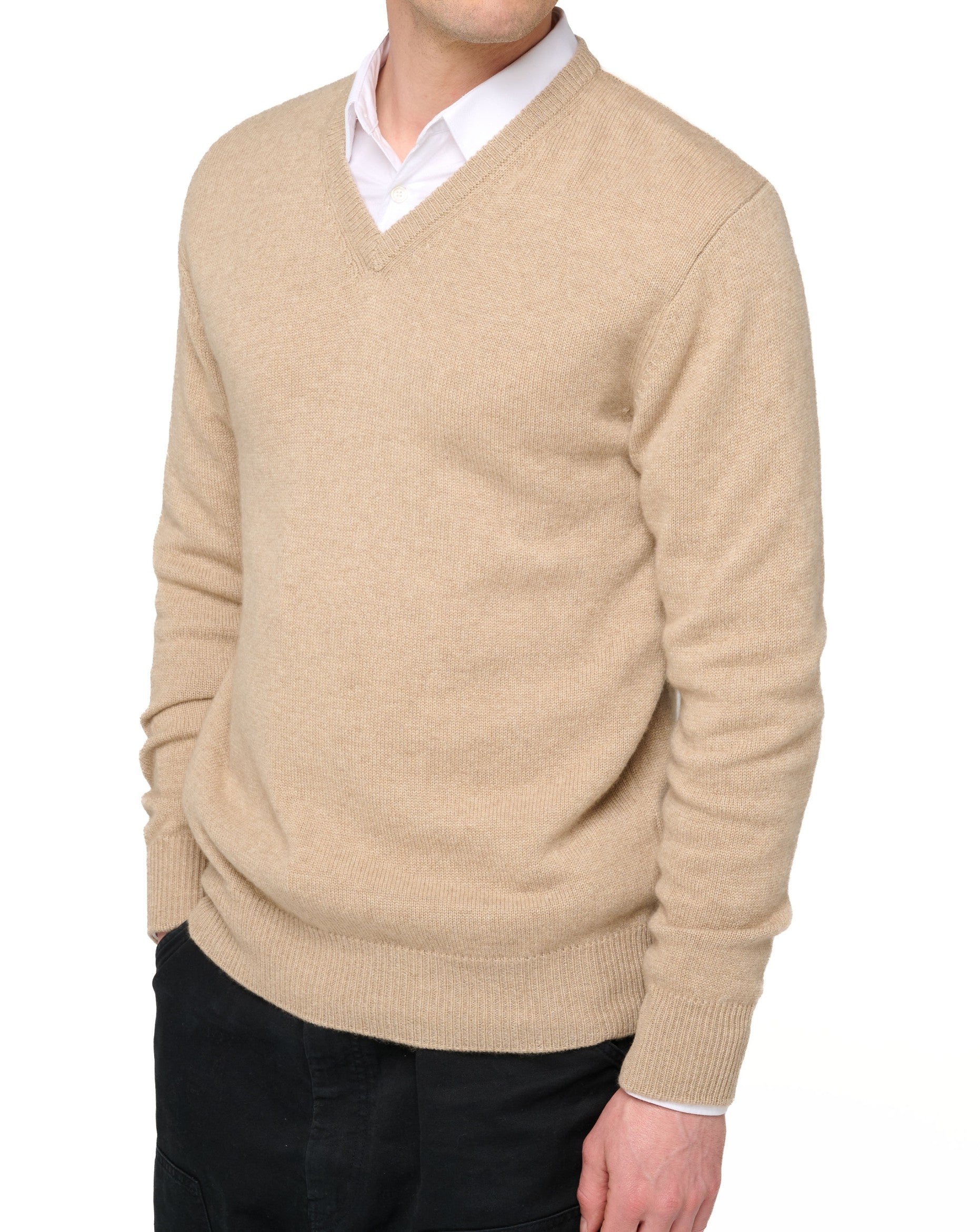 Balldiri 100% Kaschmir Herren V-Pullover 4-fädig