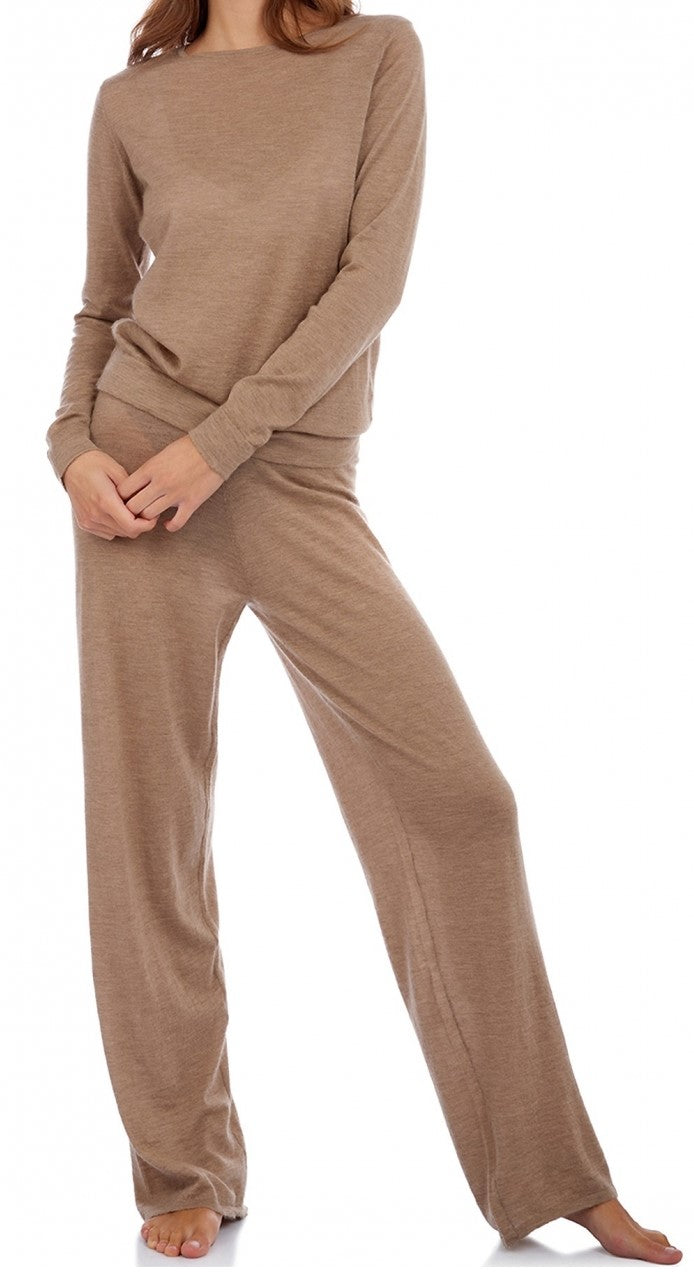 Balldiri 100% Kaschmir Damen Hausanzug Pyjama mit rundhals zweiteilig 2-fädig - Balldiri & Windhound