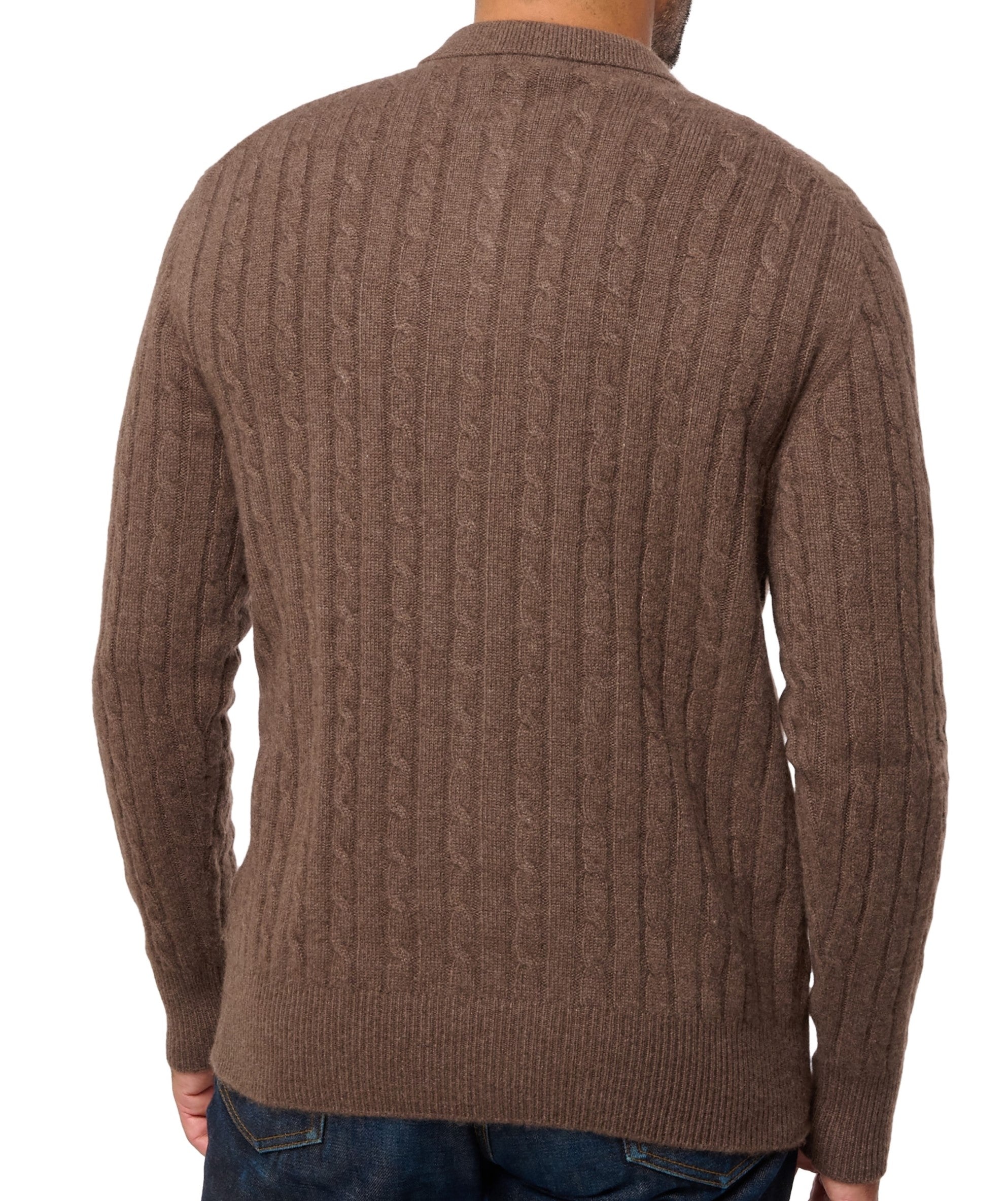 Balldiri 100% Kaschmir Herren Langarm Polo mit Kragen Zopfmuster 4-fädig - Balldiri & Windhound