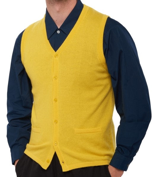 Balldiri 100% Kaschmir Herren kurzarm Weste mit Knöpfe + V-Ausschnitt 2-fädig - Balldiri & Windhound