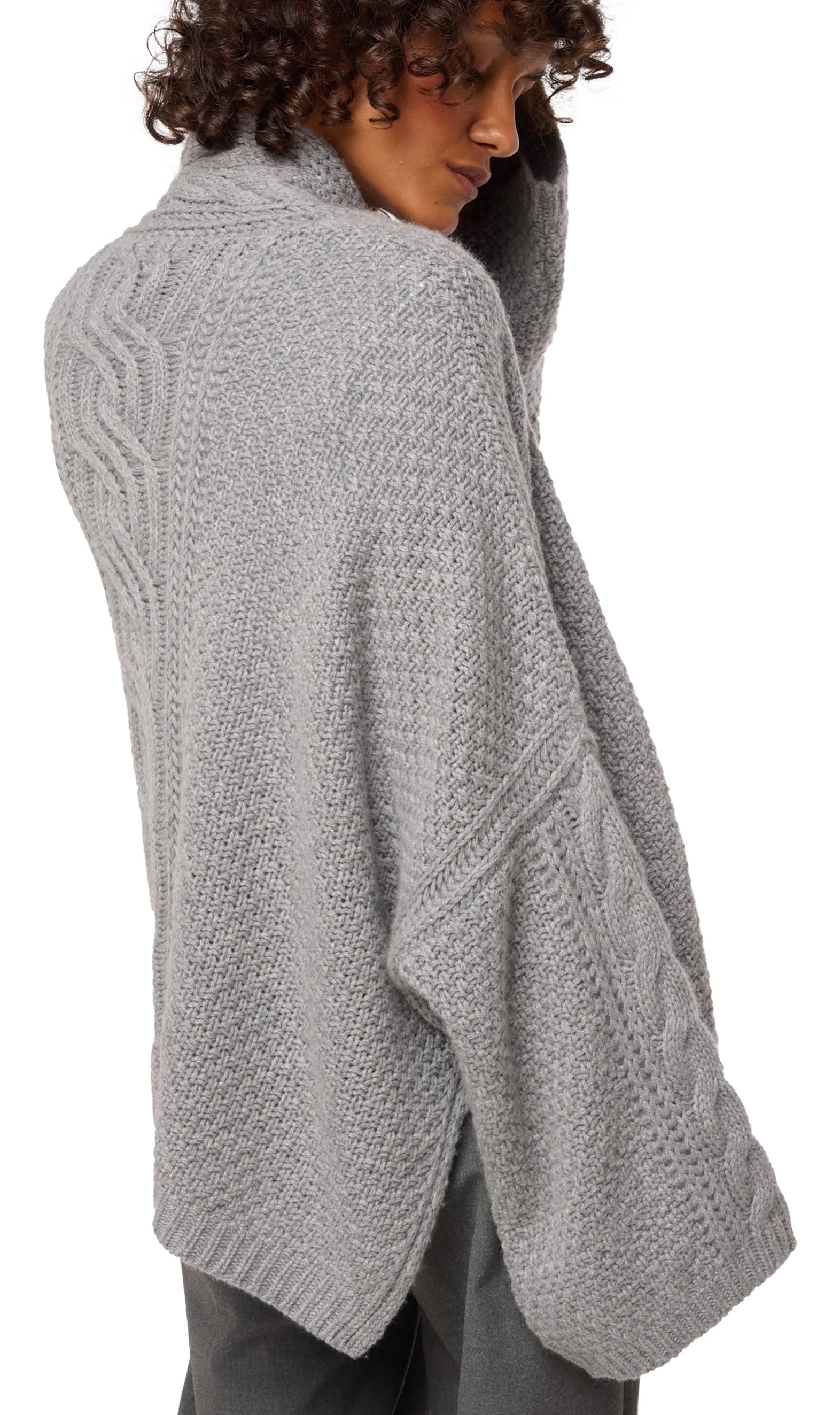 Balldiri 100% Kaschmir Damen Jacke Kimono Strickjacke Zopfmuster 12-fädig - Balldiri & Windhound