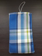 Handytasche aus Stoff handgefertigt | Balldiri Handwerks-Atelier - Blau kariert - Balldiri