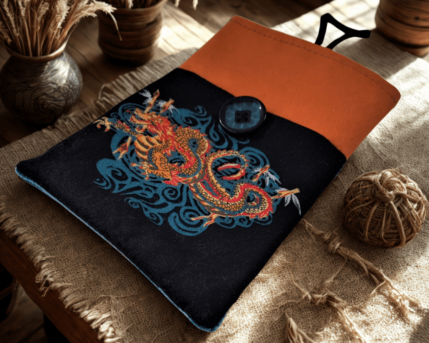 Handytasche aus Stoff handgefertigt | Balldiri Handwerks-Atelier - Drachen - Balldiri