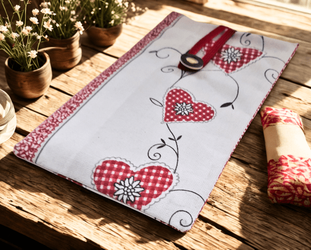 Handytasche aus Stoff handgefertigt | Balldiri Handwerks-Atelier - Herz - Balldiri