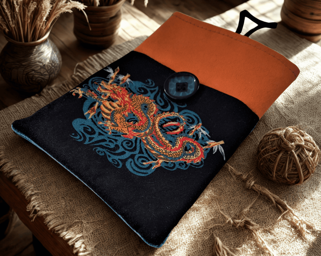 Handytasche aus Stoff handgefertigt | Balldiri Handwerks-Atelier - Drachen - Balldiri