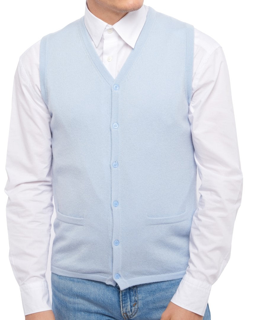 Balldiri 100% Kaschmir Herren kurzarm Weste mit Knöpfe + V-Ausschnitt 2-fädig - Balldiri & Windhound