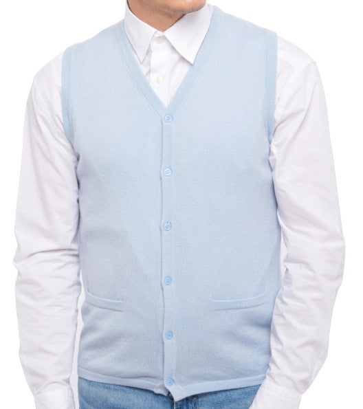 Balldiri 100% Kaschmir Herren kurzarm Weste mit Knöpfe + V-Ausschnitt 2-fädig - Balldiri & Windhound