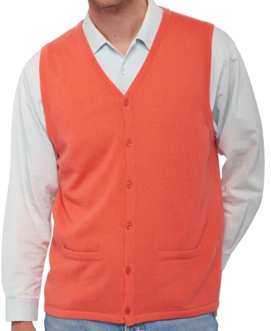Balldiri 100% Kaschmir Herren kurzarm Weste mit Knöpfe + V-Ausschnitt 2-fädig - Balldiri & Windhound