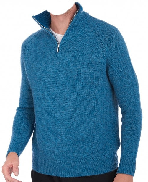 Balldiri 100% Kaschmir Herren Pullover Troyer Kontrastkragen 8-fädig - Balldiri & Windhound