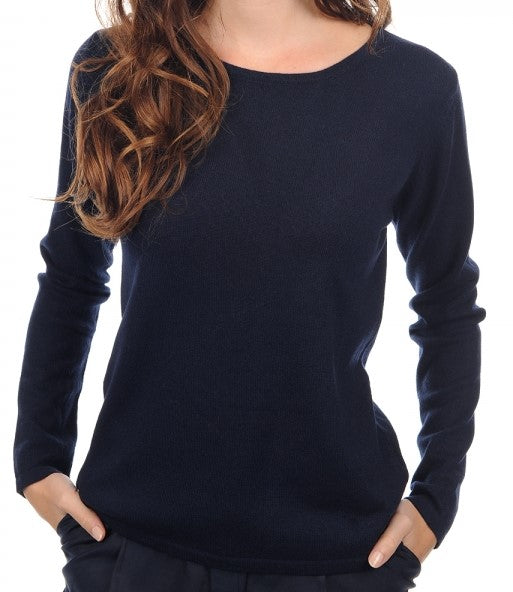 Balldiri 100% Kaschmir Damen Langarm Pullover U-Boot-Ausschnitt 2-fädig - Balldiri & Windhound