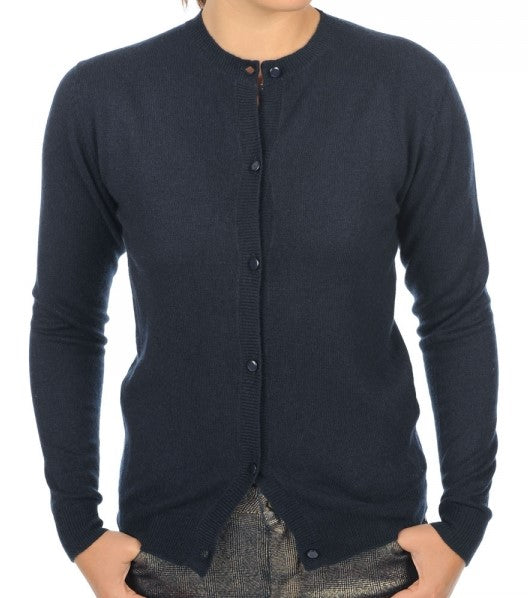 Balldiri 100% Kaschmir Damen Langarm Jacke mit Rundhalsausschnitt 2-fädig - Balldiri & Windhound