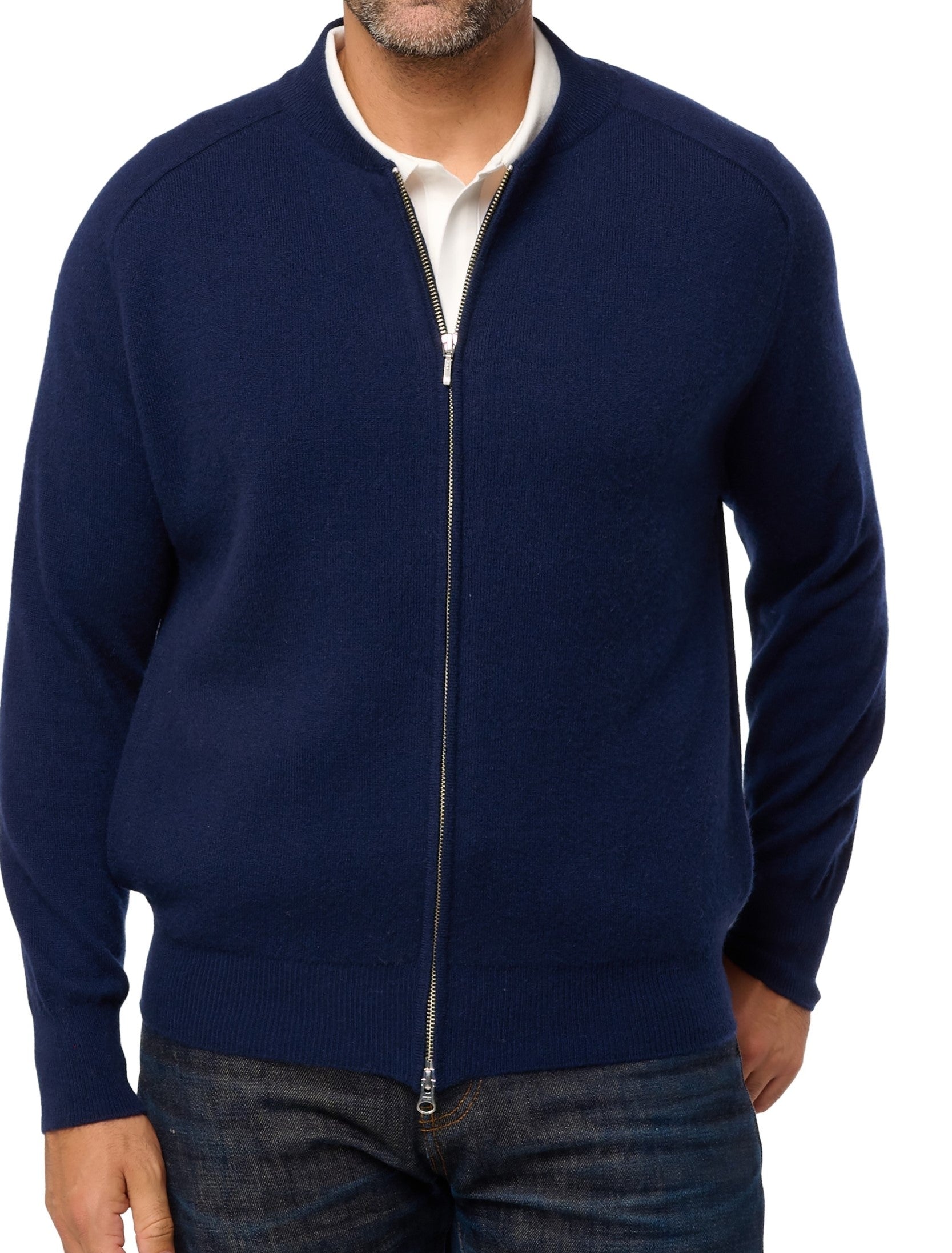 Balldiri 100% Kaschmir Herren Langarm Strickjacke ohne Kragen 4-fädig - Balldiri & Windhound